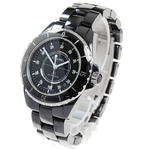 CHANEL J12 H1626 Black ceramic 12P diamond black Dial Automatic Men's - Picture 1 of 6